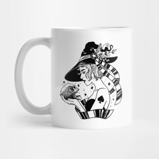 Beautiful witch holding a skull Mug